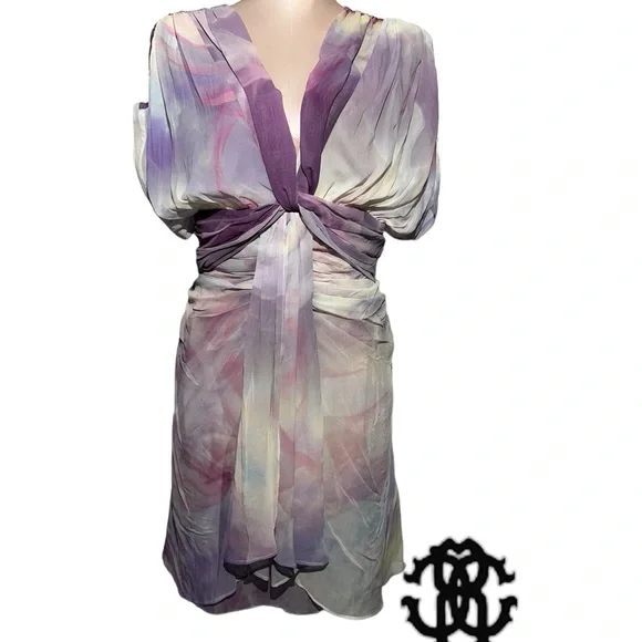 Roberto Cavalli NWT “Abito” lilac silk dress in size 42 (US size 6). Gorgeous - Picture 1 of 15